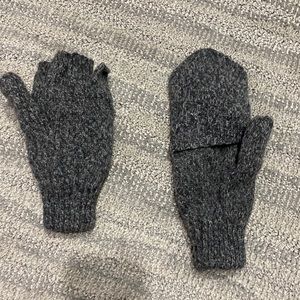 Wool fingerless gloves w mitten cover